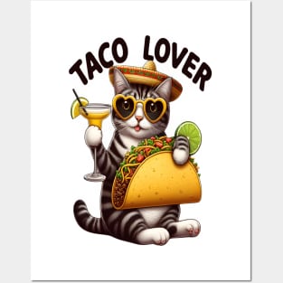 Cool Cat Enjoying Taco Tuesday Posters and Art